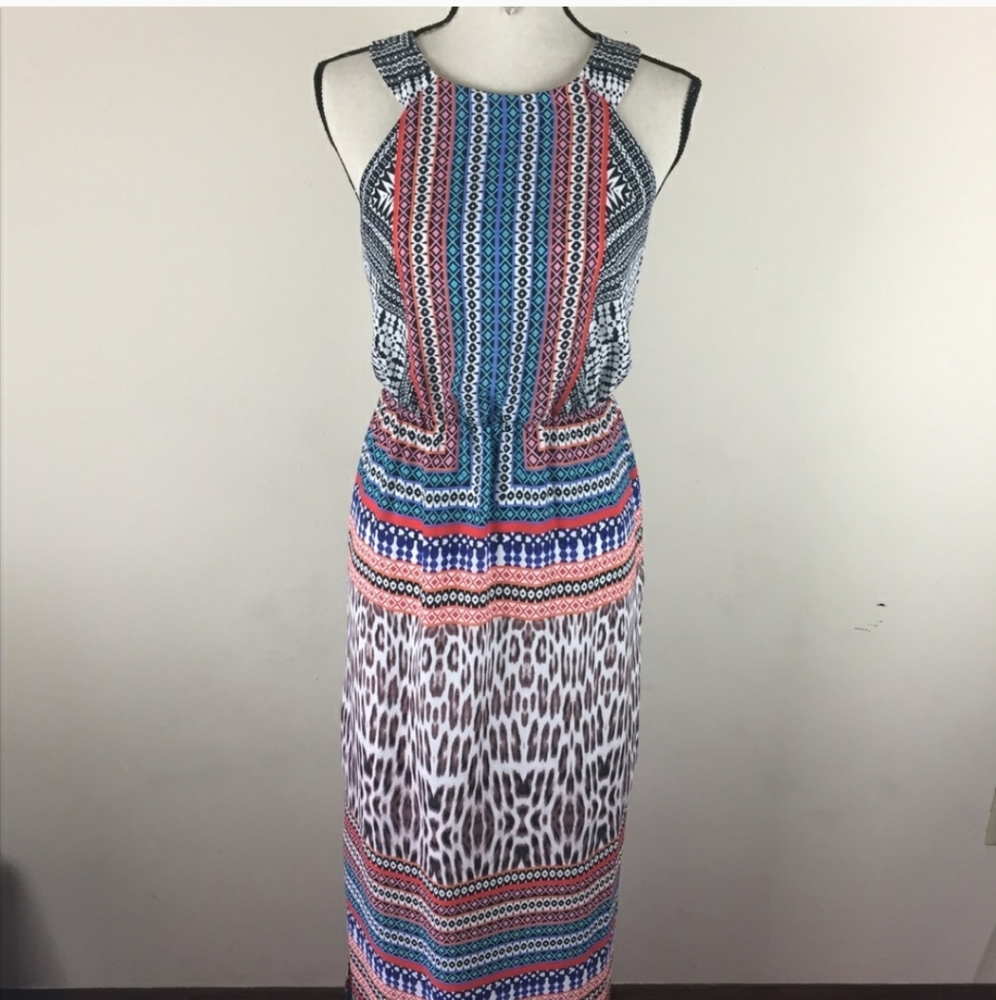 Multi pattern maxi dress